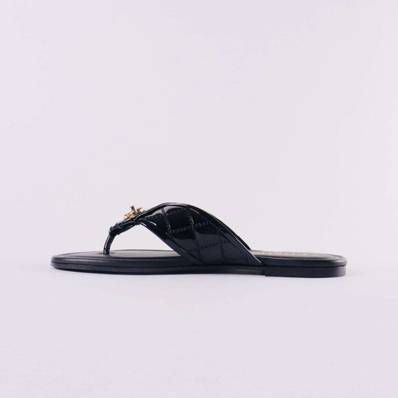 AUTHENTIC CHANEL PATEN QUILTED CC SANDALS - Picture 2 of 6
